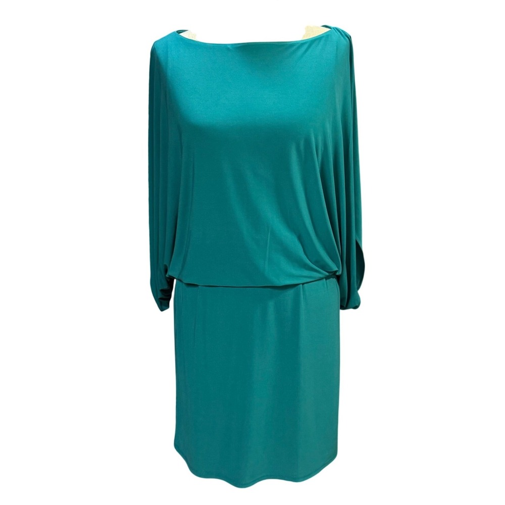 Jessica Simpson 6 Teal Draped Open Back Mini Dress Cocktail Party Wedding Date